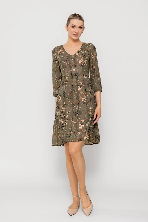 Rochie C8515 kaki in florata Caramel [6]