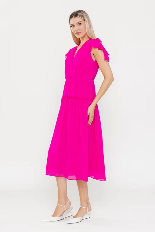 Rochii casual - Rochie C8540 voal fuxia Caramel