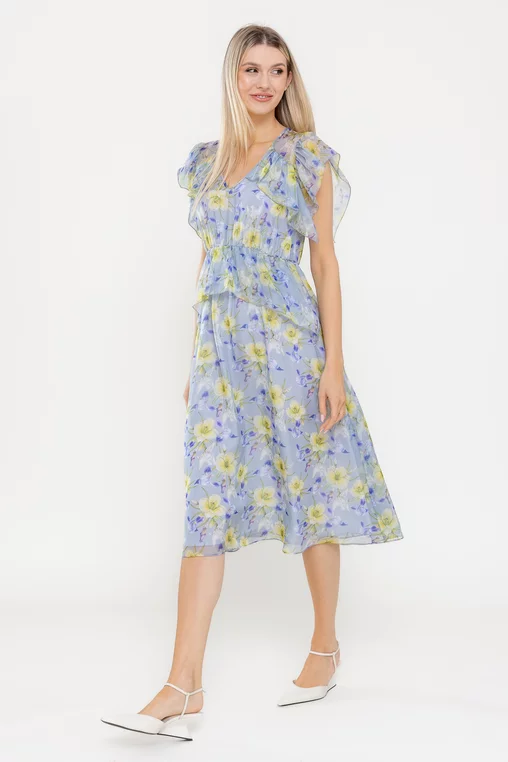 Rochii casual - Rochie C8541 inflorata Caramel