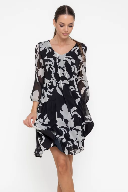 Rochii casual - Rochie C8563 inflorata Caramel