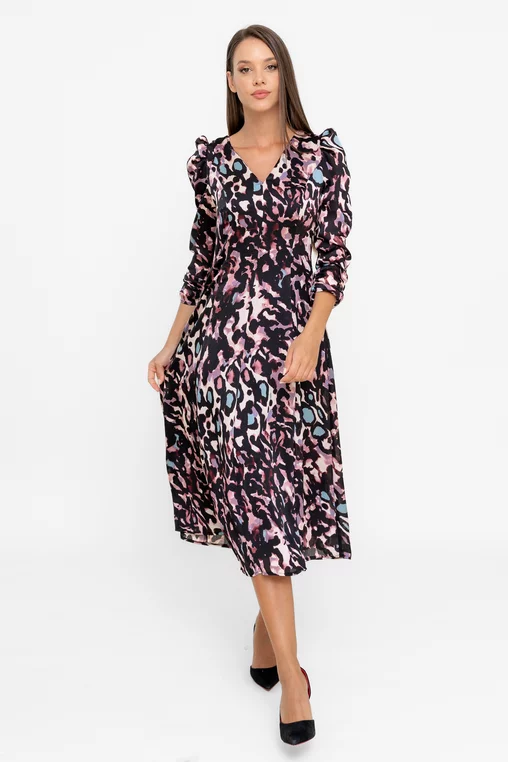 Rochii casual - Rochie C8566 animal print Caramel