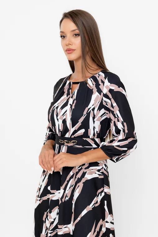 Rochie C8567 neagra bej Caramel [1]