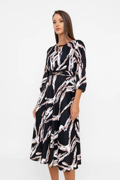 Rochie C8567 neagra bej Caramel [5]