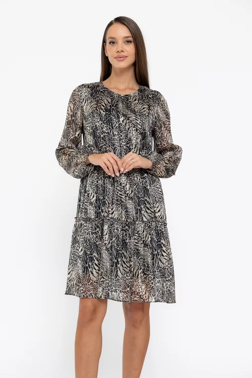 Rochii casual - Rochie C8602 voal imp Caramel