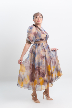 Rochie T111 imprimat bej [5]