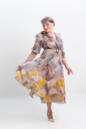 Rochie T111 imprimat bej [3]