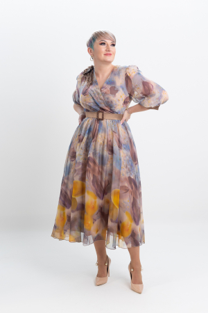 Rochie T111 imprimat bej [0]