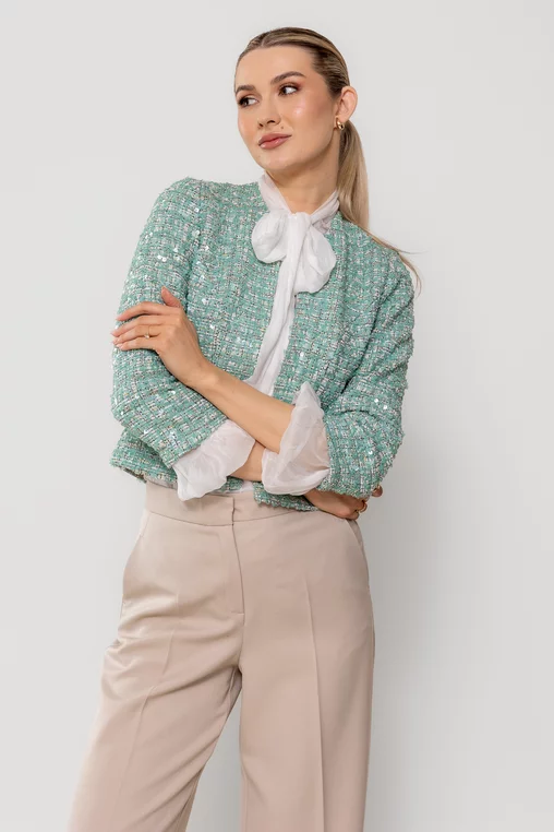 Sacouri dama - Sacou C1509 paiete verzi Caramel