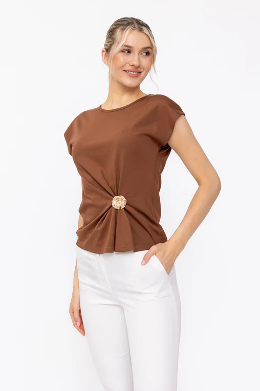 Bluze dama - Top C4630 jerse maro Caramel