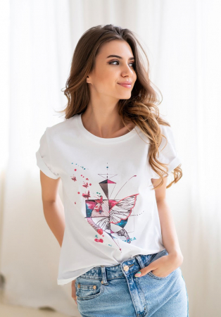 Tricou 14580 alb fluture Hermosa [0]