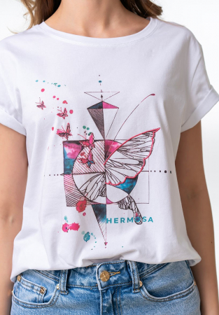 Tricou 14580 alb fluture Hermosa [3]