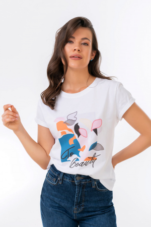 Tricouri dama - Tricou 24643 alb Hermosa