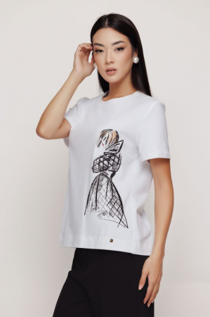 Tricouri dama - Tricou 4347 alb silueta Mizar