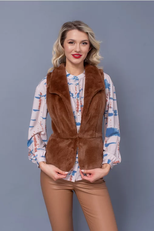 Imbracaminte Femei - Vesta C6303 camel blana Caramel