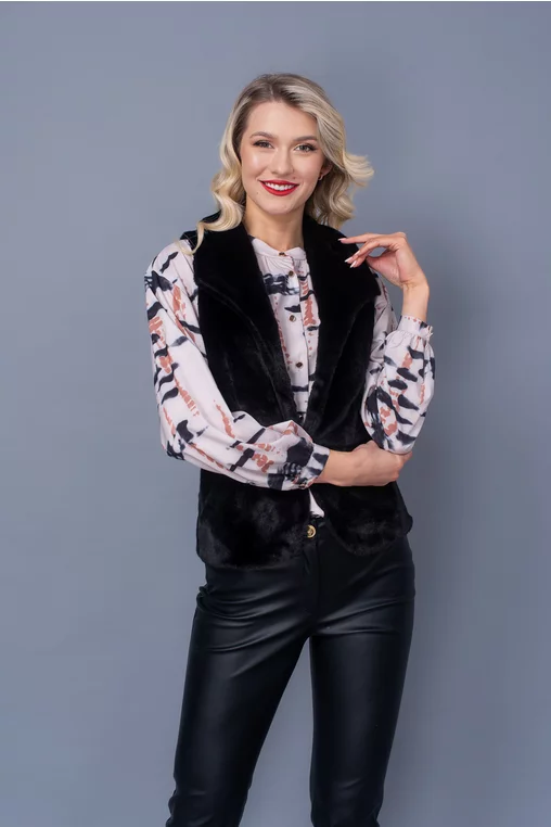 Imbracaminte Femei - Vesta C6303 neagra blana Caramel