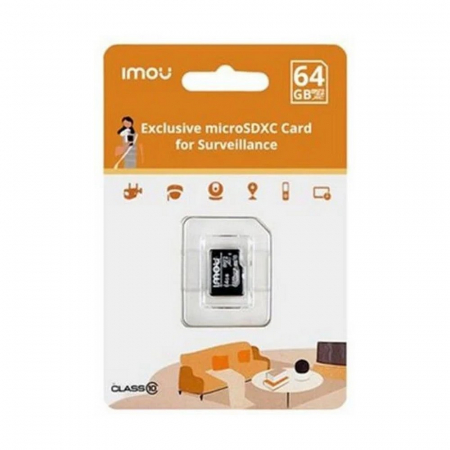 Echipament Tactic - Card MicroSD IMOU, 64 GB, Clasa 10, citire 95 Mbps, scriere 38 Mbps, MICROSD64-IMOU