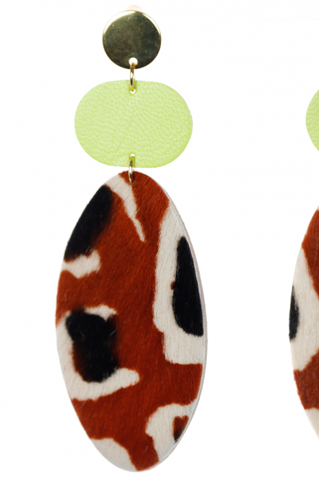 Cercei geometrici - Animal print + verde neon [3]