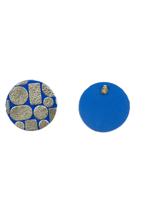 Cercei Cerc (3.5 cm) - Mozaic Auriu + Albastru [3]