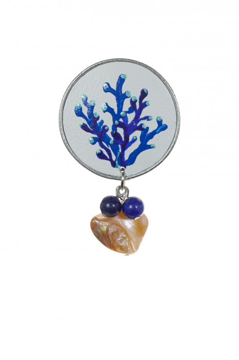 Cercei pictati manual - Coral albastru + Lapis Lazuli [3]