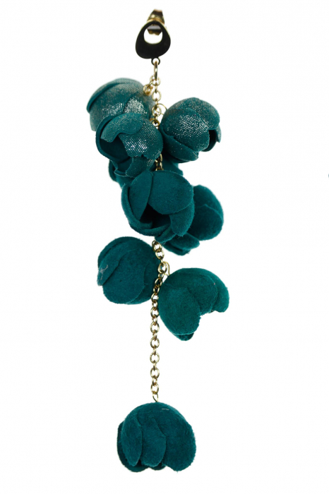 Cercei Ecouri Florale - Verde + Verde cu sclipici [2]