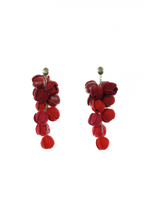 Cercei Ecouri Florale - Rosu + Burgundy [4]