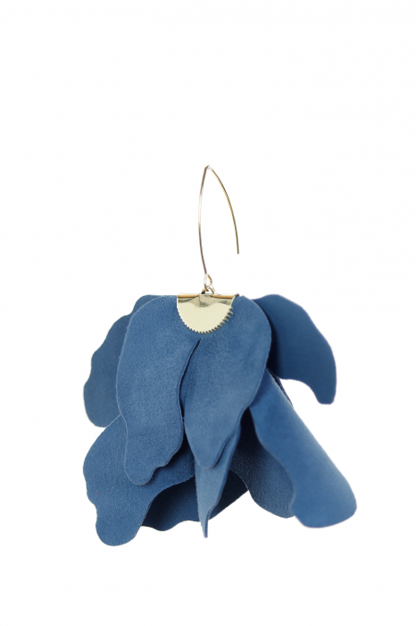 Cercei floare mare - Albastru Navy [3]