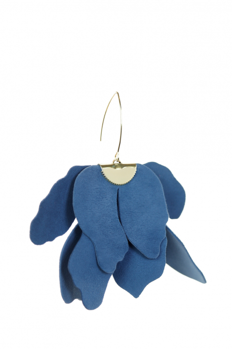 Cercei floare mare - Albastru Navy [4]