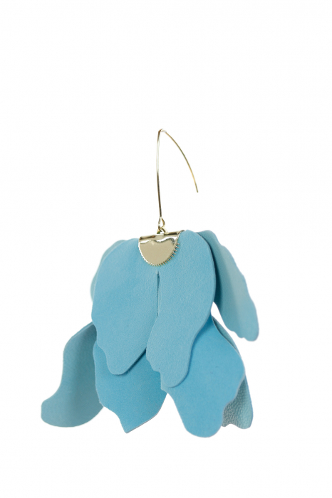 Cercei floare mare - Albastru Aqua [4]