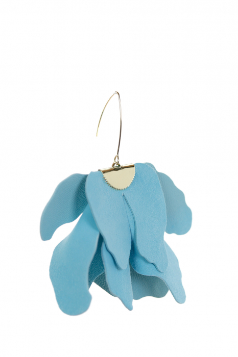Cercei floare mare - Albastru Aqua [5]
