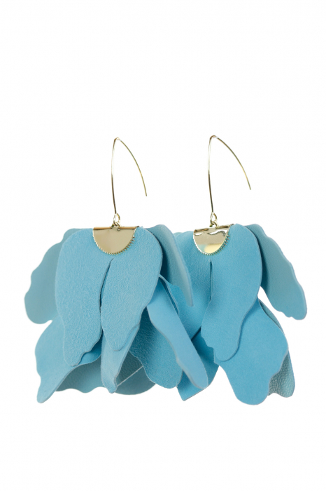 Cercei floare mare - Albastru Aqua [2]