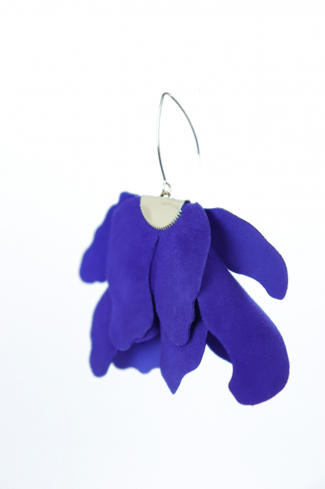 Cercei floare mare - Indigo [4]