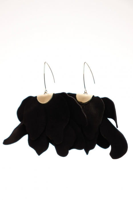Cercei floare mare - Negru [5]