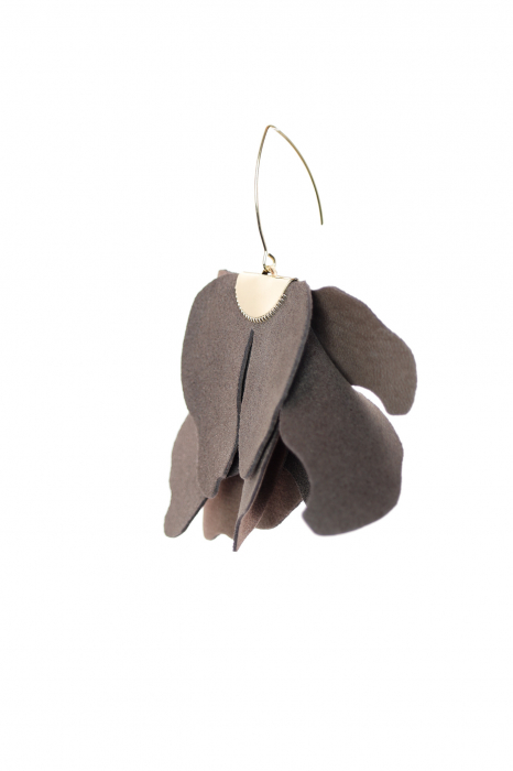 Cercei floare mare - Taupe cu sclipici [2]