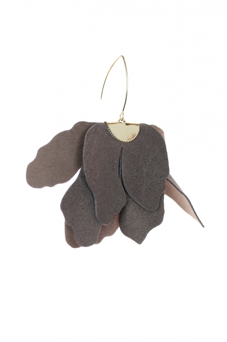 Cercei floare mare - Taupe cu sclipici [4]