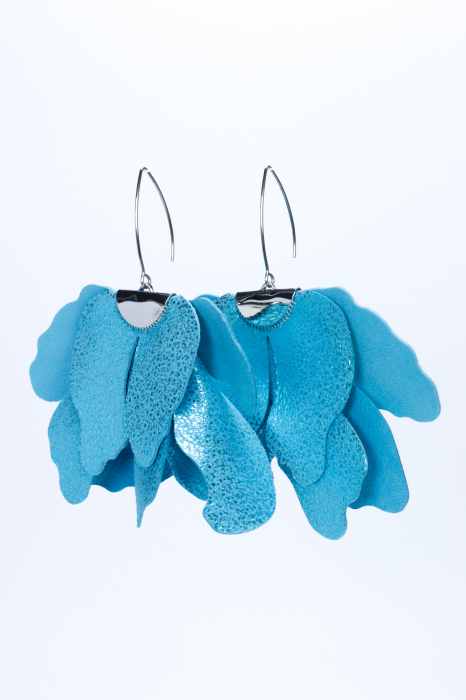 Cercei floare mare - Bleu cu sclipici [2]