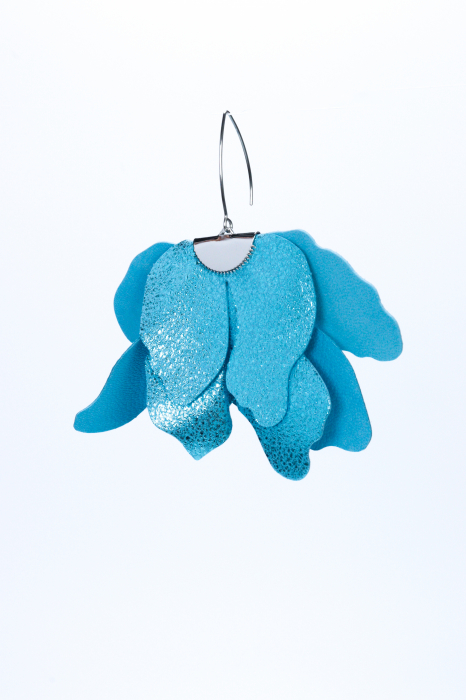 Cercei floare mare - Bleu cu sclipici [4]