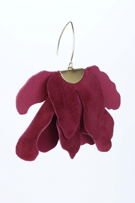 Cercei floare mare - Grena / Burgundy [4]