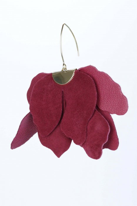 Cercei floare mare - Grena / Burgundy [5]