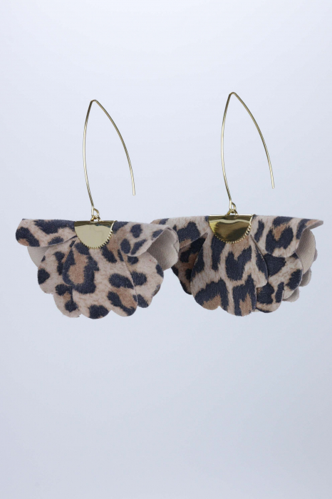 Cercei floare mica - Animal print maro [2]