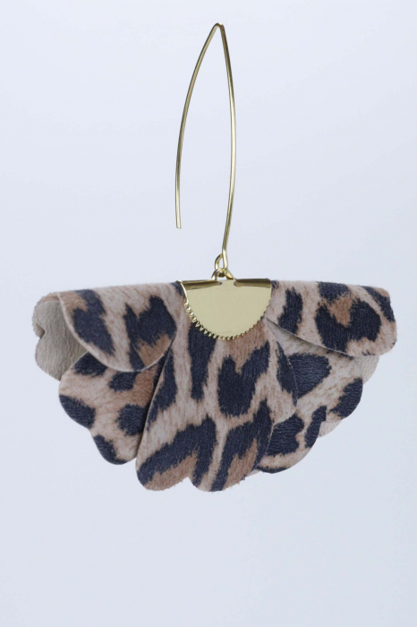 Cercei floare mica - Animal print maro [5]