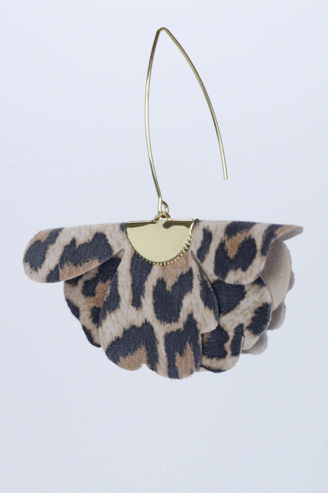 Cercei floare mica - Animal print maro [4]