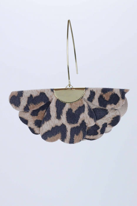 Cercei floare mica - Animal print maro [3]