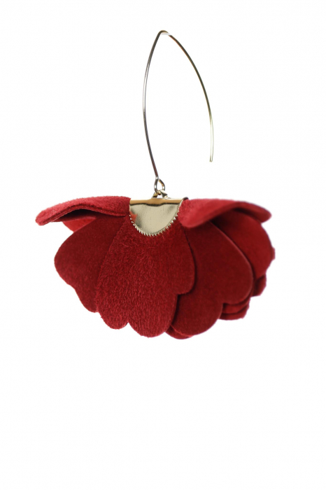 Cercei floare mica - Rosu burgundy [4]