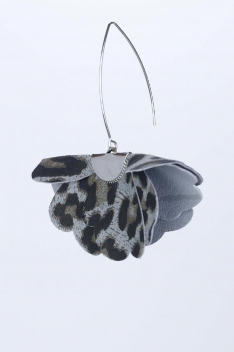 Cercei floare mica - Animal print gri [4]