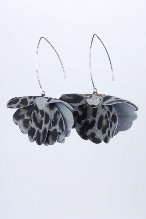 Cercei floare mica - Animal print gri [2]