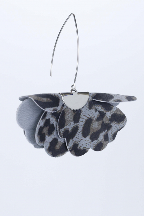 Cercei floare mica - Animal print gri [5]