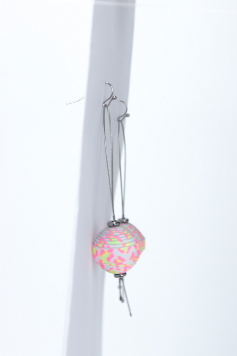 Cercei Leatherbonbon Plutitor - Animal print roz/galben neon [6]