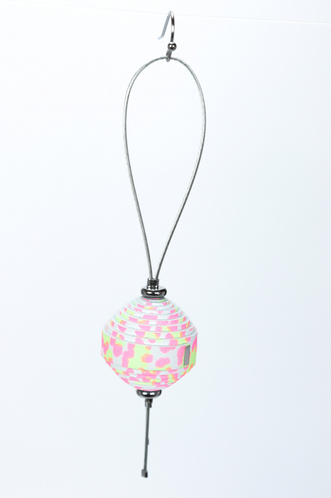 Cercei Leatherbonbon Plutitor - Animal print roz/galben neon [2]