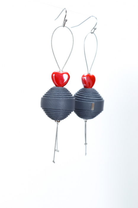 Cercei Leatherbonbon Plutitor - Gri [4]