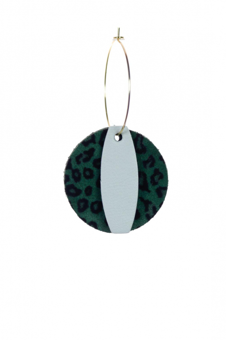 Cercei Mix&Match - Animal print verde + alb [3]